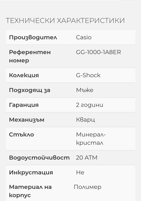 Часовник Casio  G Shock. GG 1000 1A8ER