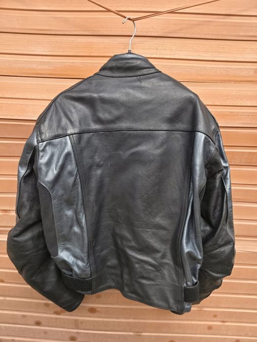 Geaca moto piele Bikers, negru cu argintiu inchis,  56