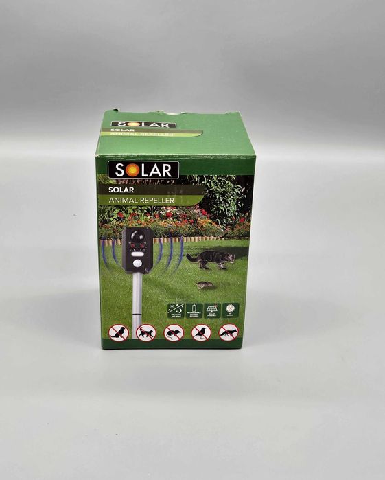 Соларен ултразвуков уред против животни с PIR сензор и LED светкавица