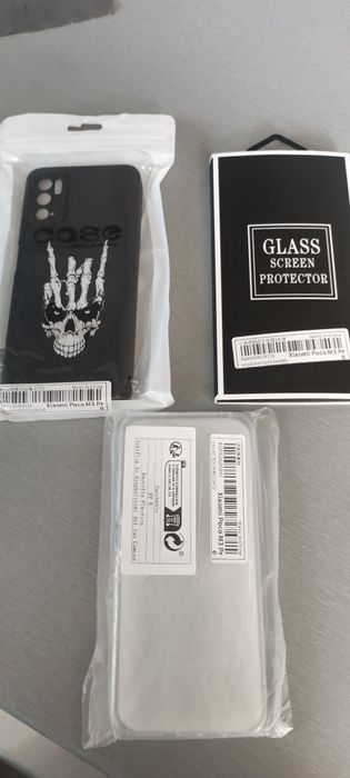 Протектори 3бр и 2бр кейс за xiomi poco m3 pro нови