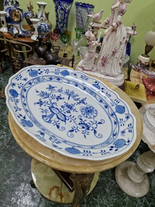 Антикварно колекционерско голямо немско порцеланово плато Meissen