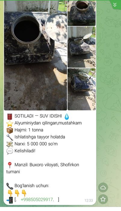 Alyuminiy suv idish.Mustahkam