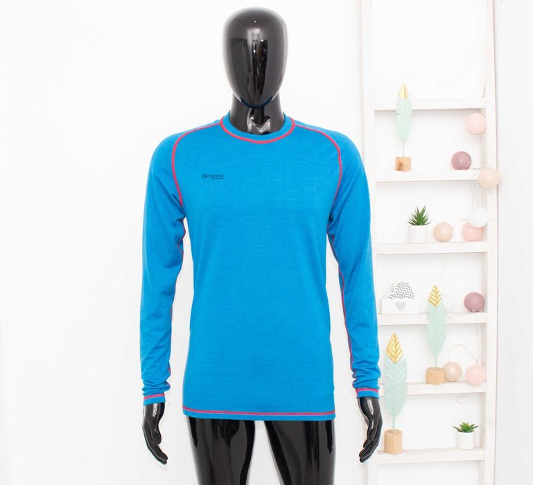 Bergans мъжка блуза от мериносна вълна дълъг ръкав термо бельо синя L