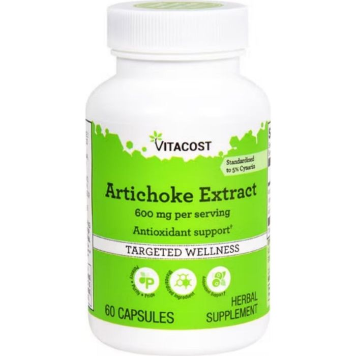 Артишок экстракт Vitacost Artichoke 600 мг 60 таб