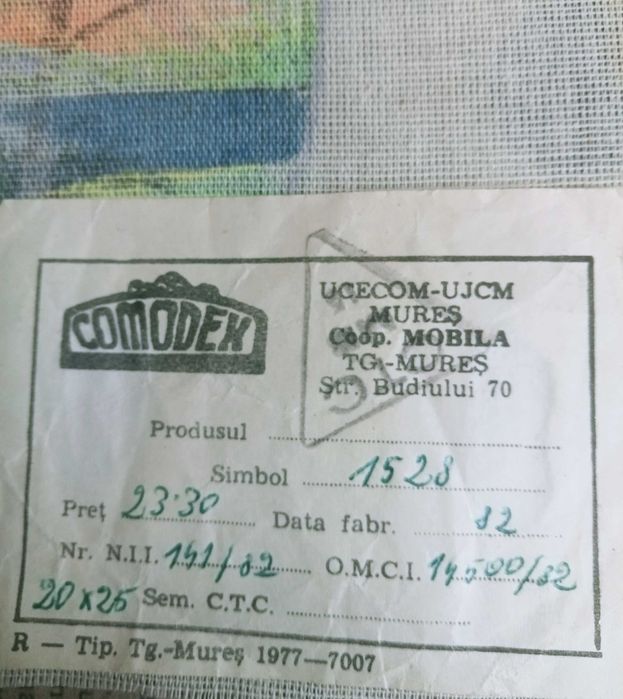 Set 5 buc pânză imprimată pt goblen (România 1982)