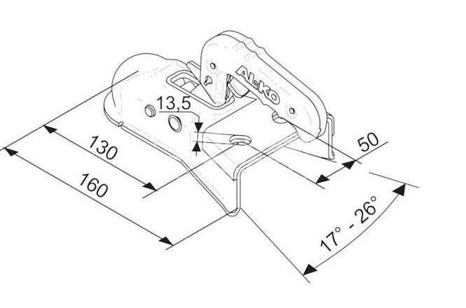Cupla Al-Ko AK Plus, versiunea A, in forma de V, 750 kg, prindere sus