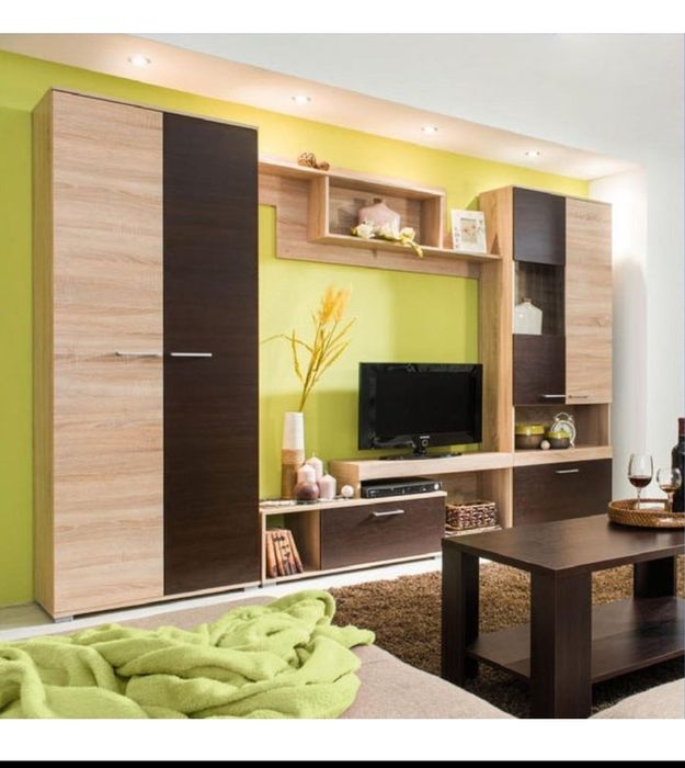 Biblioteca living Joy, stejar sonoma + wenge, 299 cm