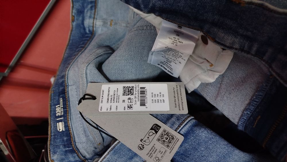 Къси дънки G-Star Raw 3301 Slim W36 , W38 нови мъжки оригинални