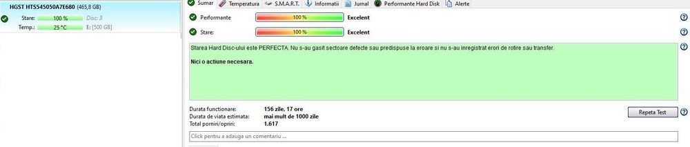 Hard Disk Extern HGST 500GB 100% Health