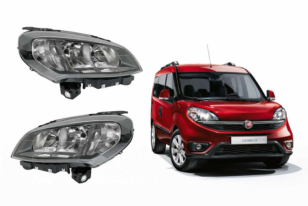 Фарове Фар за ФИАТ ДОБЛО с мотор 2015 + черна рамка / FIAT DOBLO /