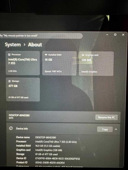 Urgent Laptop Lenovo Yoga 7 Oled Intel ultra 7 355 Garantie Cadou