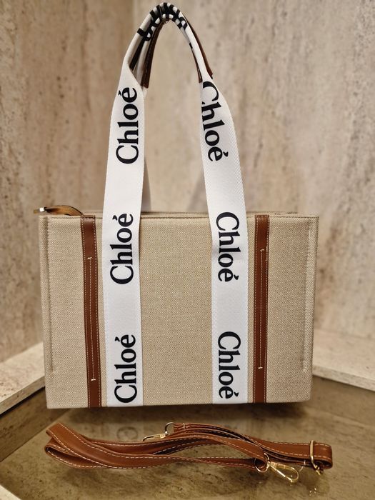 НОВО  Промоция ! Дамска чанта Chloè Woody Tote Linen