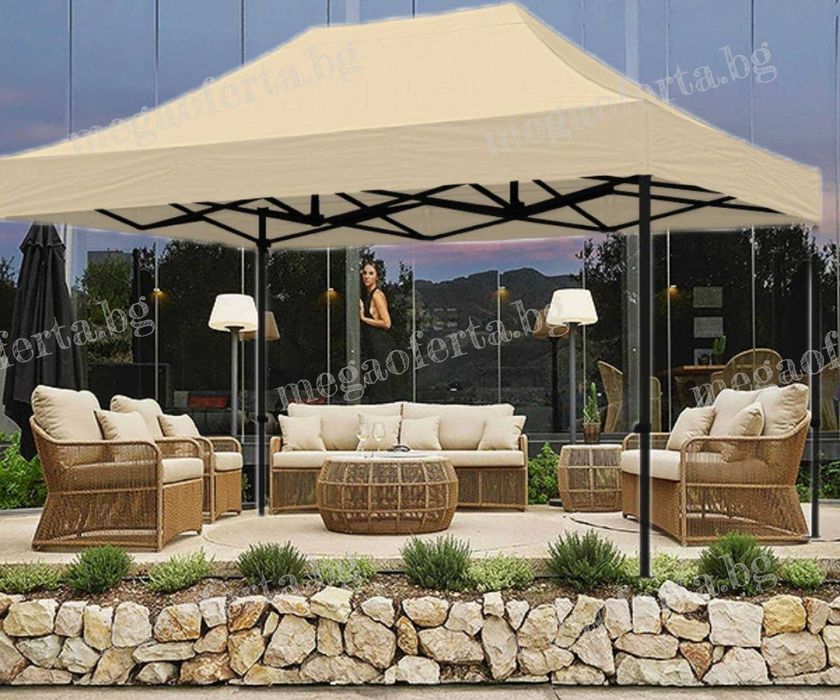 Градинска Шатра 3х4.50 с Усилена Конструкция и Гумирано Покривало