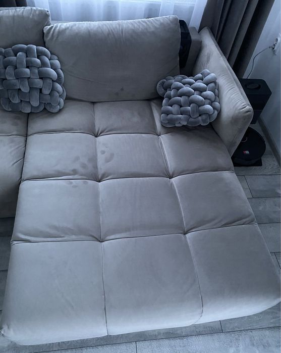 Coltar living extensibil pe stanga culoare gri
