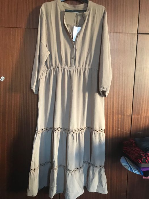 Рокля-2ХЛ-в тъмно бежав цвят