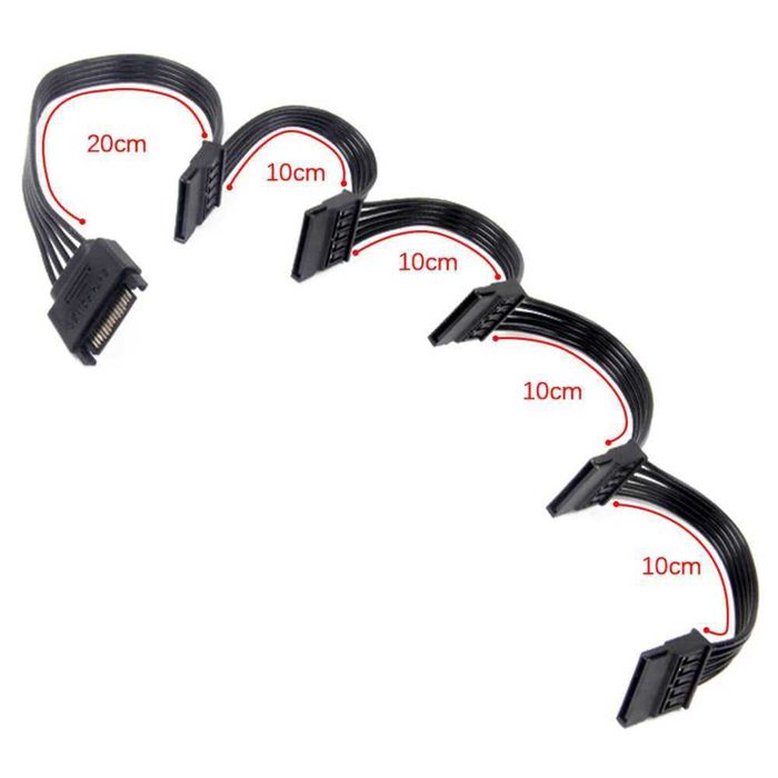 Разклонител/сплитер на захранващ SATA/ Molex кабел към 5 x SATA hdd