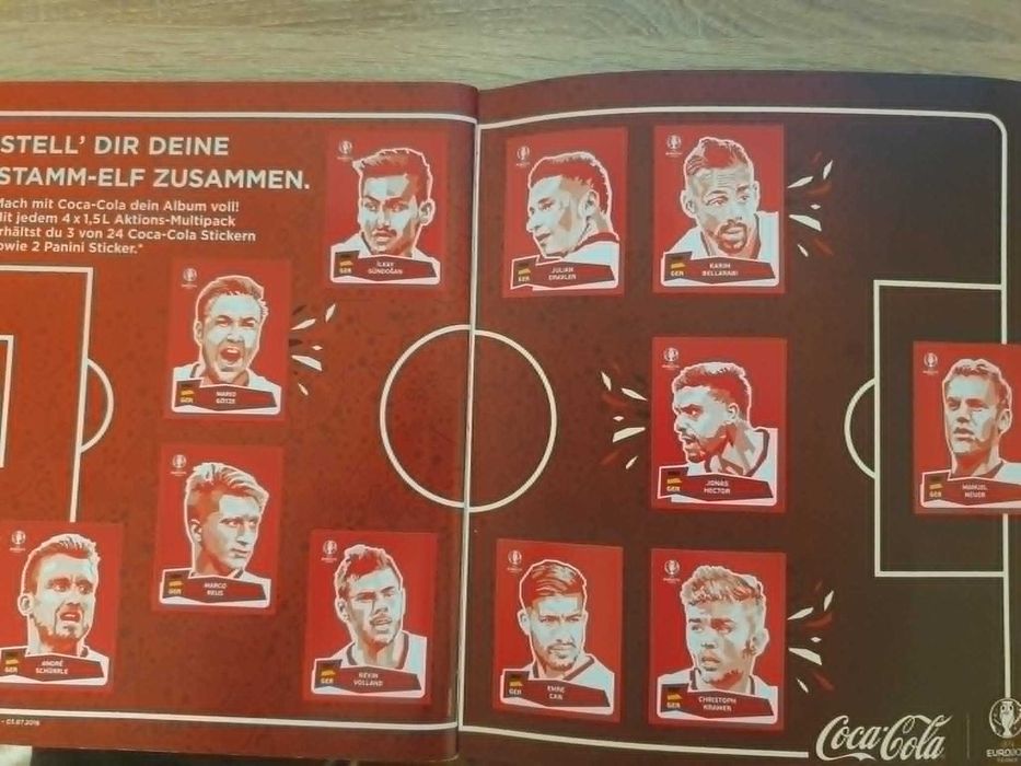 Album Panini Euro 2016, complet, editia germana cu stickere de la Coca Cola.