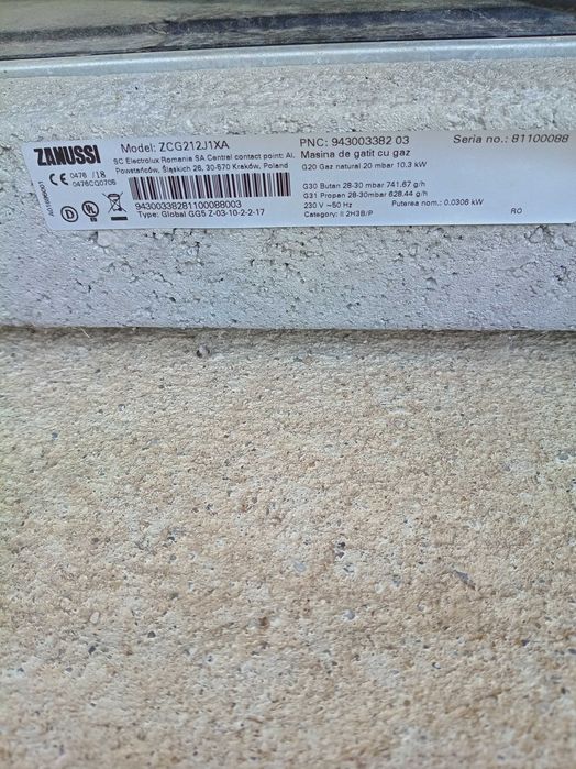aragaz zanussi inox cu robinet cuptor defect