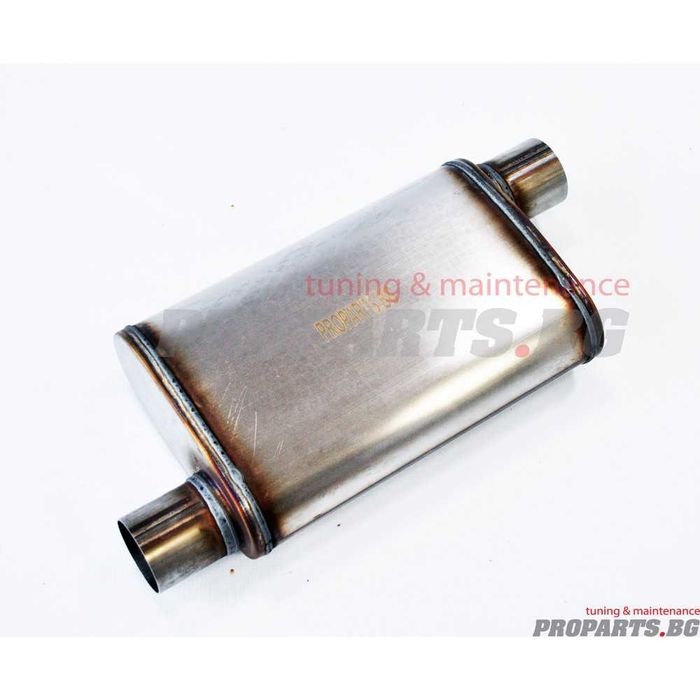 Плоско спортно гърне ауспух с разменени вход и изход 63 мм или 76 мм