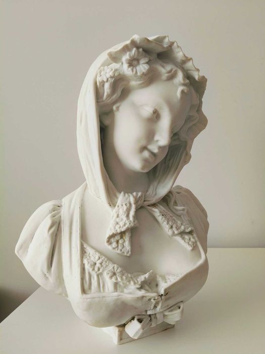 Hector Lemaire - Fanchonnette, Statueta art nouveau portelan biscuit