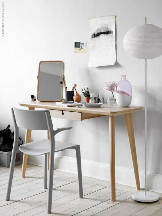 Birou sau masa consola, furnir frasin, cu sertar, 118x45 cm