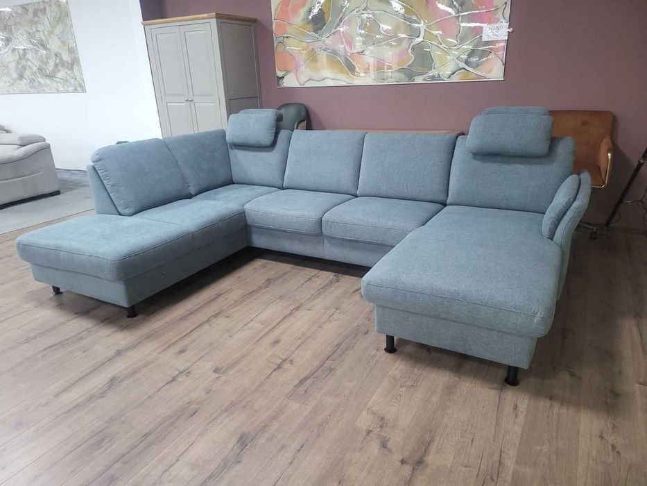 ПРОМОЦИЯ!!! Син ъглов П образен диван от плат LS404520