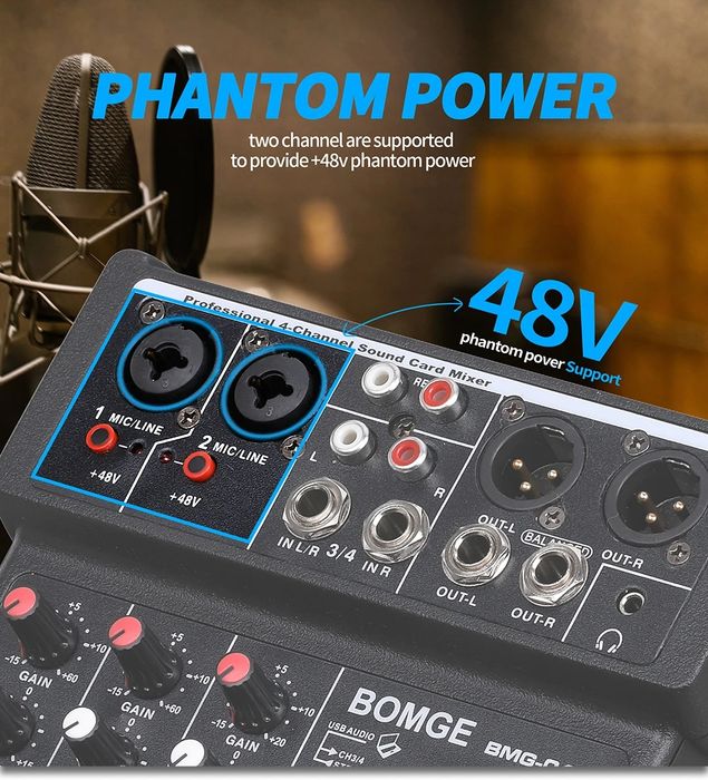 Смесителен пулт BMG-04F DSP24, DJ Mixer, Bluetooth, Usb Player, 24 DSP