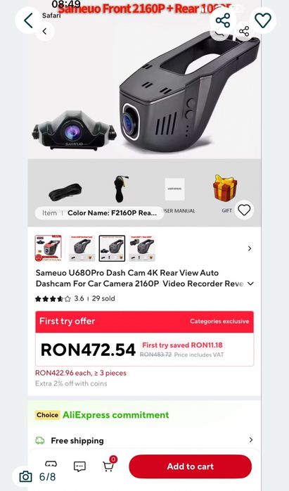 Camera Video Samueo fata + spate + monitorizare permanenta parcare