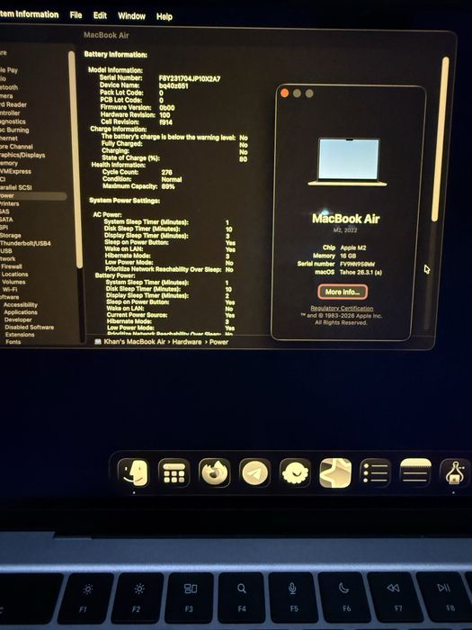 MacBook Air M2 89% 16/256 Space Grey