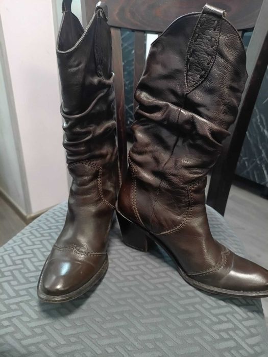 Нова цена! Дамски ботуши от естествена кожа