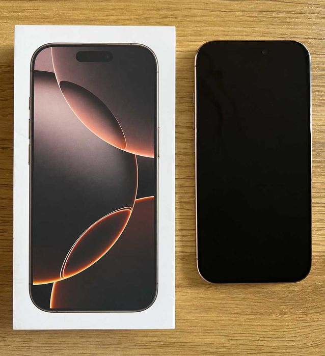Изключително запазен iPhone 16 Pro 128GB в цвят Desert Titanium. Батерия 96%.