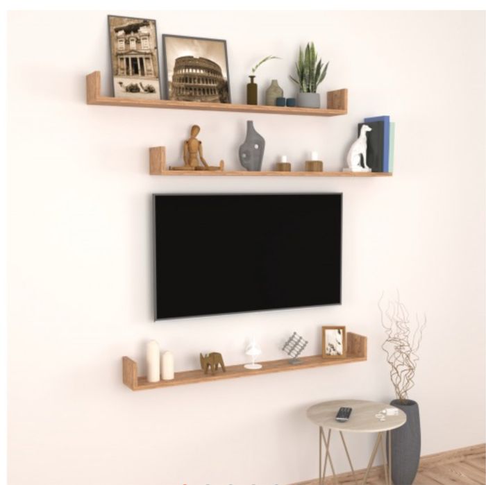 Стенен рафт  HÖGANÄS  три части, 120X15X12 СМ, дъб