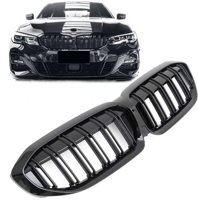 Grile Duble Centrale Nari BMW Seria 3 2019+ G20 G21 Negru Lucios