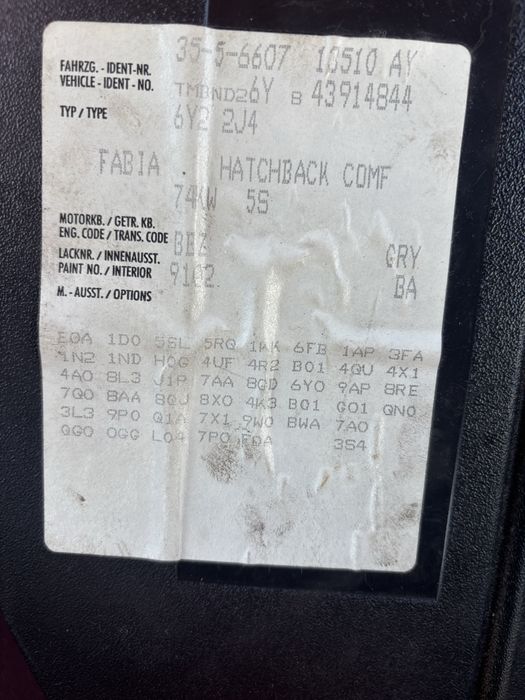 motor BBZ skoda 1.4 benzina an 2004 euro4 74Kw cutie manuala 5trepte