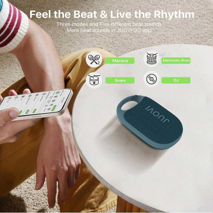 JUOVI Clip Безжичен преносим Bluetooth високоговорител, 24-часово възпроизвеждане