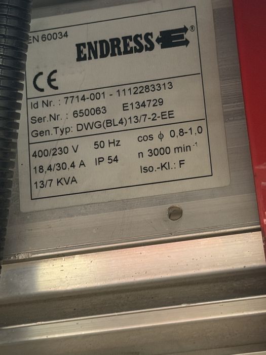 Generator curent ENDRESS 13.7 kwa / 380v / doar expus
