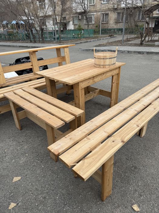 Стол и лавочки для бани