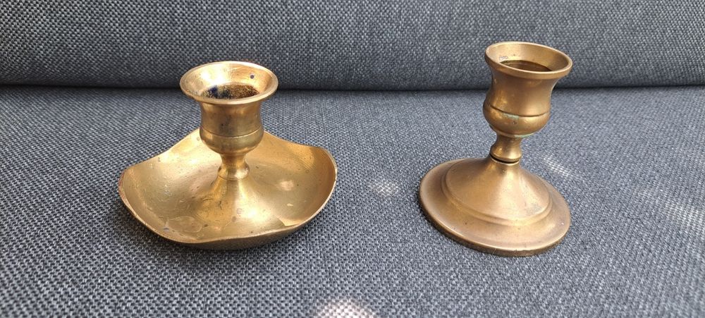Pereche sfesnice cristal Villeroy & Boch, sfesnice bronz