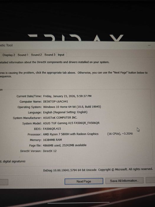 Laptop gaming Asus Tuf RTX 3070 Ryzen 7 5800H