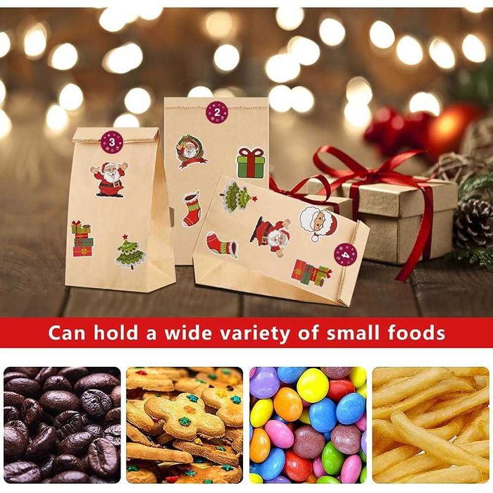 Set 24 pungi calendar Advent copii tematica Craciun, Craft, Multicolor