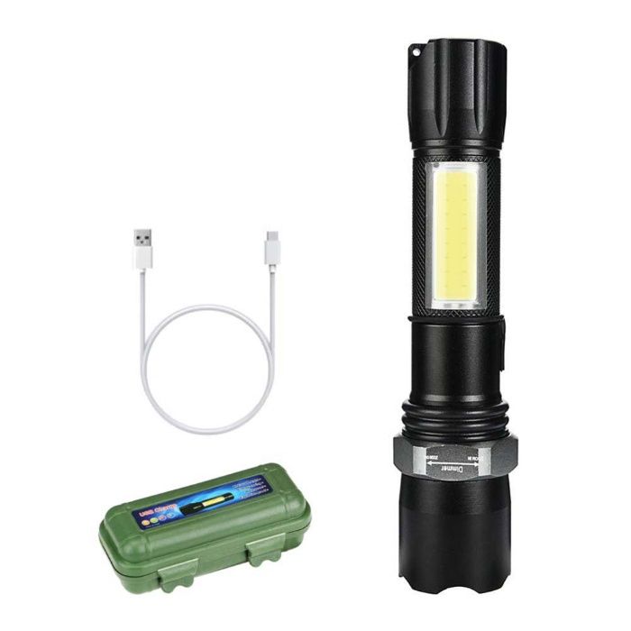 Мощен алуминиев мини лед фенер с кутия и ZOOM фенерче ЛЕД LED