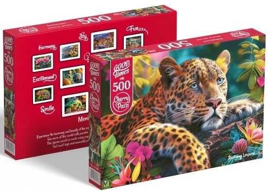Нов Пъзел 500 елемента CherryPazzi Reclining Leopard в кутия