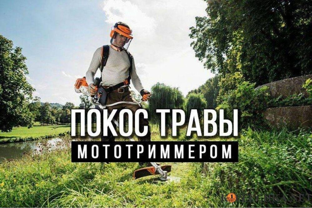 Покос травы, спил деревьев.