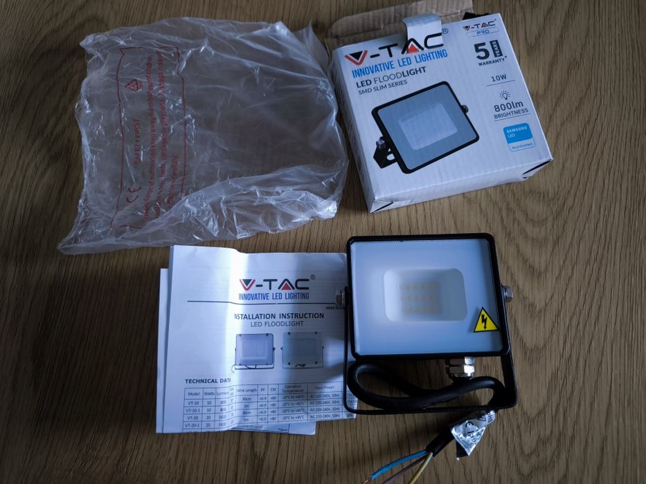 Reflector LED 10W, IP65, 6400k alb rece, 800 lm, V-TAC, cip samsung