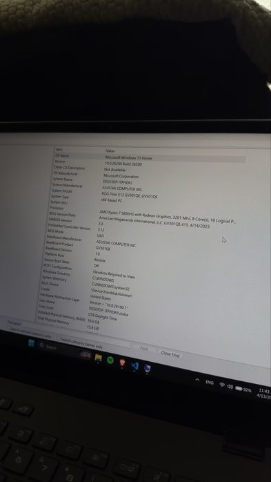 Asus ROG Flow X13 Ryzen 7 5800HS / RTX 3050 Ti / 16GB RAM / 1TB SSD