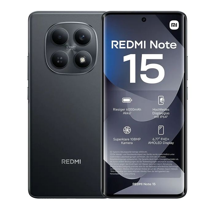Нов Xiaomi Redmi Note 15 4G, памет 6/128 GB, + Слот за Карта памет (до 2TB). 2 Години Гаранция от Технополис. С Защита ip64 , и Падане от 1.8 метра.