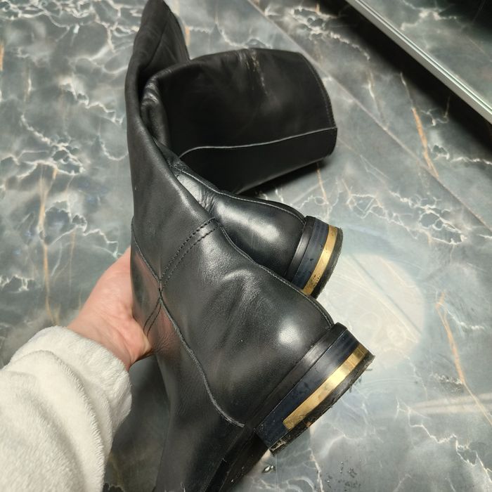 Cizme lungi Mango 37 piele cu toc metalic