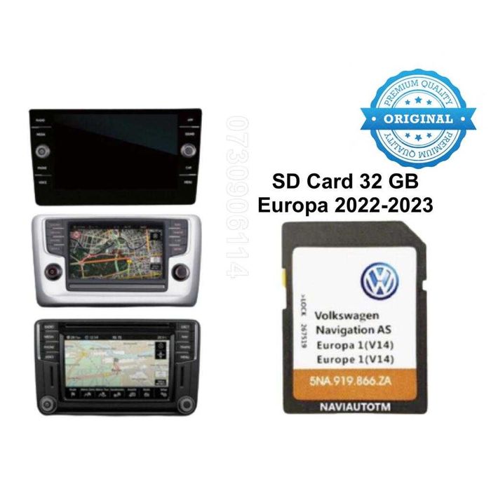 VW Discover Card Original MIB2 32GB harta 2026 Passat B8 Tiguan Golf 7