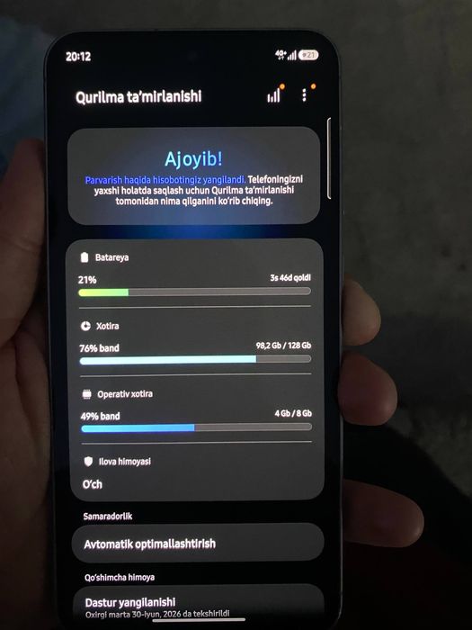 Samsung A56 5G iishlashi ideal biroz chetida chaqasi bor xolos