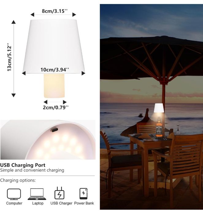 Set 2 Lămpi LED pentru Sticlă – Wireless, Reîncărcabile